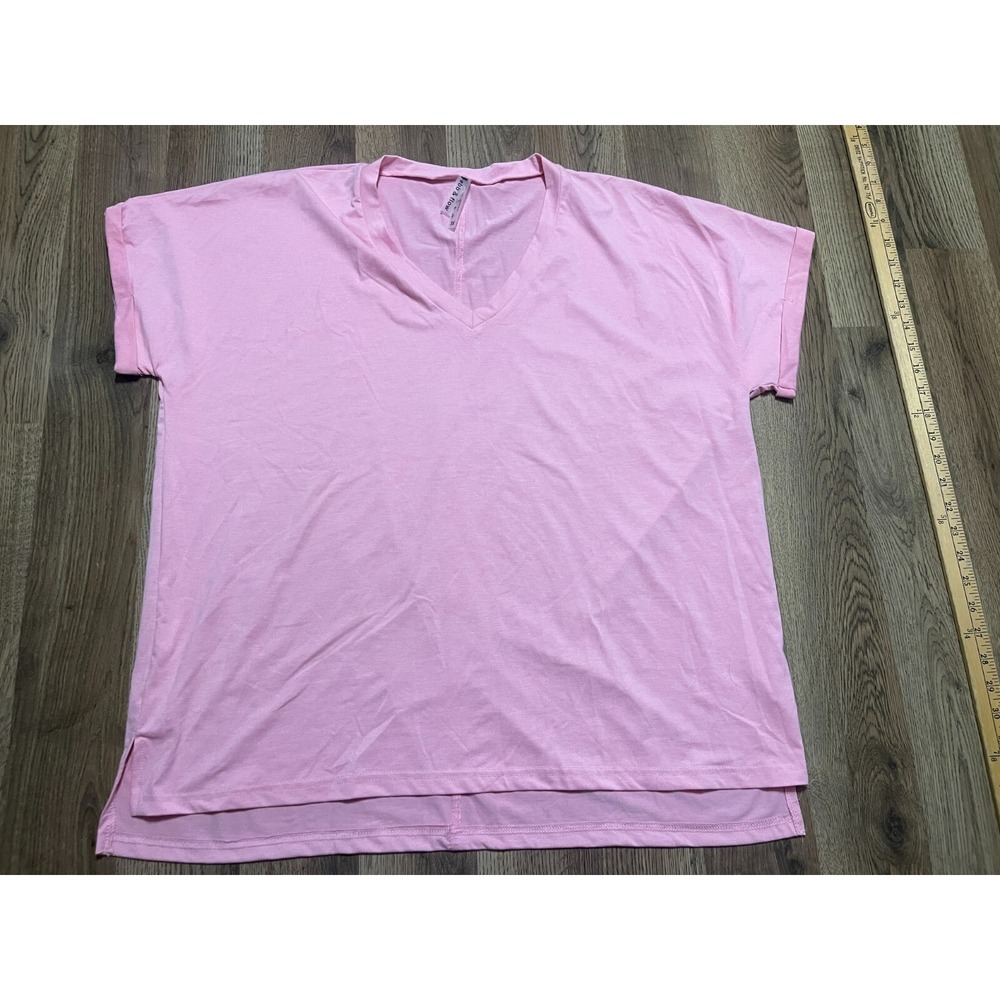 Ebb & Flow Shirt, Women's Size 3X, Pink, V-neck, Short Sleeve